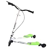 Ancheer Kids Speeder Tri Slider Wiggle Push Scooter 2 Footed 3 Wheels Foldable Kick Swing Trike Striker Drifter Y Flicker Scooter for Tots Age 5+ (Green)