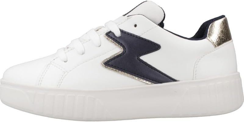 J MIKIROSHI Girl Sneaker, Branco/Azul-marinho, 33 EU, Azul-marinho, 33 EU
