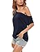 Hotouch Women's Off Shoulder Shirt Loose Sexy Short Sleeve Solid T Shirt Casual Blouse