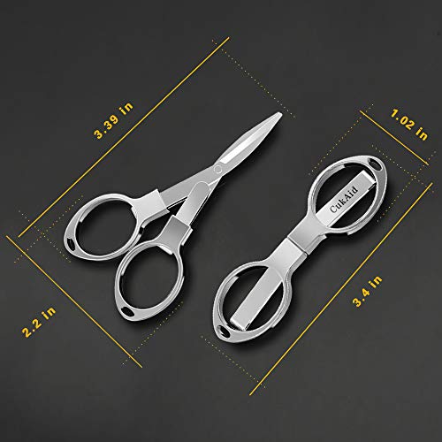 CUKAID Folding Safety Scissors - Comfortable Zinc Alloy Grip Sharp Titanium Blade, 2-Pack