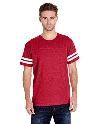 Lat Sportswear Men's Stripes Football T-Shirt, Vintage Red/ Blended White, Large