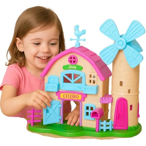 Brinquedo Menina 3 anos Fazendinha Celeiro Infantil com Boneca e Bichinhos Fazenda com Catavento e Portas Interativas Brinquedo Educativo +3 Anos