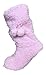 Ladies Girls Sherpa Fleece Slipper Booties with Gripper Sole and Pom Poms, one Size 4-7.5 USA