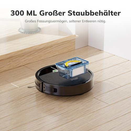 EASINE Robot Vacuum Cleaner, Brushless Design Vacuum Cleaner Robot, Strong Vacuum, Self-Charging, Remote Control, Flat, Suitable for Pet Hair and Hard Floors, E3
