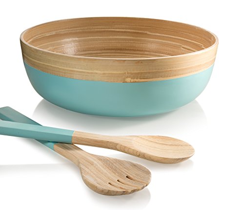 Francois et Mimi 3 Piece Bamboo Salad Bowl Set with Utensils,12