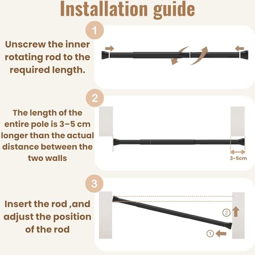 Shower Curtain Pole Without Drilling Extendable No Drilling White Extendable Curtain Rod for Windows Bathroom Black 83-160 cm