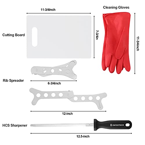 Swiss+Tech Field Dressing Kit, 10-Piece Hunting Knife Set with Caping Knife, Gut-Hook Skinner, Fillet Knife, Butcher Knife, Wood/Bone Saw, Shears, for Deer Hunting, Fishing, Camping, Survival