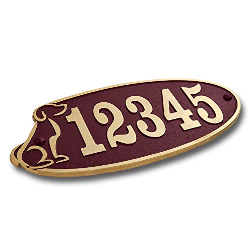 The Metal Foundry Personalised Dog House Number Plaque. Traditional Cast Brass Metal Address Sign with Number and Letter Options. Black Or 6 Choices. Large 5 Numbers Max - Thumbnail 6