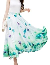 Women Full/Ankle Length Blending Maxi Chiffon Long Skirt Beach Skirt