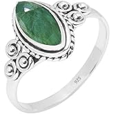 Venily Gemstone Ring, 925 Sterling Silver Ring For Women Girls, Statement Handmade Jewelry Christmas Gifts Size US