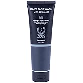 ZEUS Charcoal Face Wash for Men | Daily Facial Cleanser for Oily Skin, Blackhead Removal, & Deep Pore Cleansing | Detoxifying & Exfoliating | Made in USA