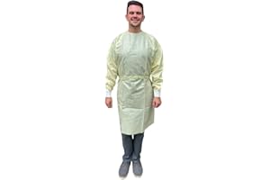 KEEBOMED Disposable Isolation Gowns - PPE Gowns Disposable - Knee-Length, Non-Woven, Fluid-Resistant Gowns, Latex Free (10, XL-Blue)