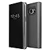 AICase Galaxy S7 Edge Case, Luxury Translucent View Window Sleep/Wake Up Function Cover Mirror Screen Flip Electroplate Plating Stand Full Body Protective Case for Samsung Galaxy S7 Edge (Black)