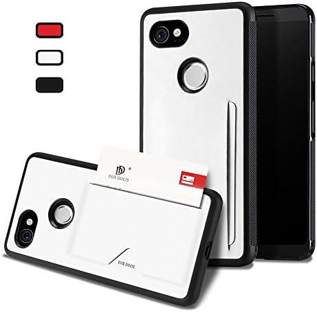 Google Pixel 2 Xl Case with Credit Card Slot Holder Elastic Shockproof Pu Leather Flexible TPU Bumper [Drop Protection] Shock Absorbent Slip Resistant Protective Phone Accessories Cover 2017 (White)
