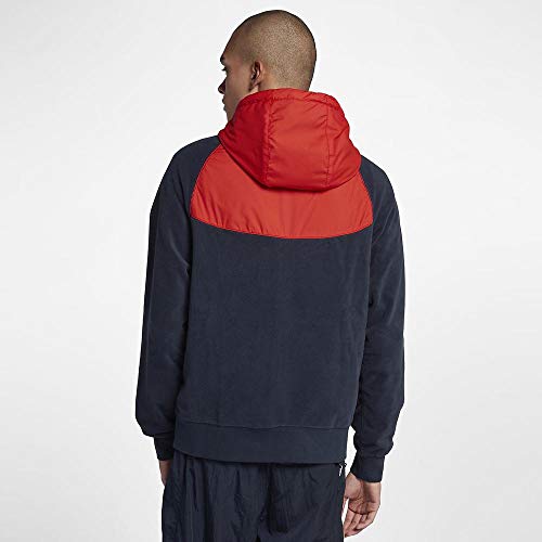 Nike Men's Sportswear Full Zip Hoodie Obsidian/Habanero Red/Sail Size X-Large - Thumbnail 3