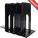 2 Pairs /4 Pieces Metal Bookends, Sturdy and Nonskid, Heavy Duty Metal Book Ends Supports for Books, DVDs, Magazines, Great for Office, Home, School, Dorm, Black, 8.2 x 5.2 x 6.5 inch