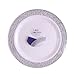 Party Bargains White Silver China Like Real Plastic Plate | Elegant Silver Lace Rim & Durable Lace Collection Disposable Plates Perfect for Wedding & Party Dinnerware - 10.25 Inch | Pack of 40