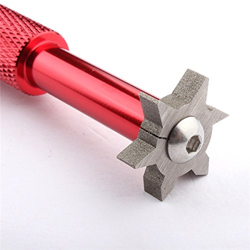 Groove Sharpener with 6 Heads 3U 3V - Golf Club Groove Sharpener, Re-Grooving Tool and Cleaner - Perfect Tool for all Irons - Pitching, Sand, Lob, Gap, and Approach Wedges and Utility Clubs (Red)