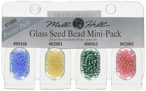 Mill Hill Glass Seed Beads Mini Packs 830mg 4/Pkg-00168, 02001, 00561, 02005
