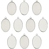 UNICRAFTALE 10pcs 20x30mm Oval Blank Pendants Pendant Bezel Trays Stainless Steel Cabochon Settings Plain Edge Bezel Cups for Jewelry Necklaces Bracelet Making 35x21x1.5mm, Hole 2mm