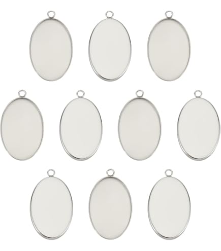 Rashbel 925 Sterling Silver Oval Bezel Cups - 10 Pack 8x10mm Settings For Jewelry Making & Gemstone Mounting