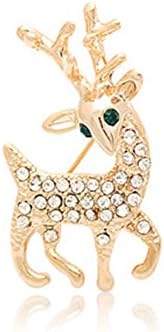 Fajewellery Bouquet Red Tulip Flower Shape Gold Plated Reindeer Animal Christmas Brooch Pin for Women
