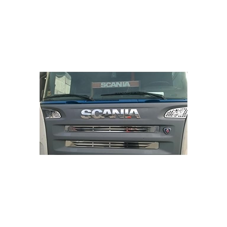 2x polished stainless steel decorations upper grill covers for SCANIA R