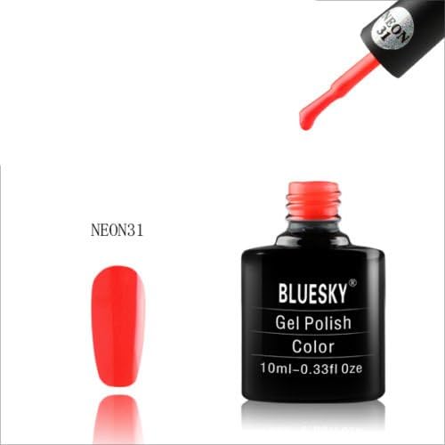 NEON 31 Bluesky Soak Off UV LED Gel Nail Polish Wild Coral Bright Strawberry Red