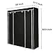 Blissun 59’’ Portable Clothes Closet Non-Woven Fabric Wardrobe Storage Organizer (Black)
