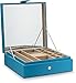 Glenor Co Jewelry Box - 28 Section Organizer with Modern Buckle Closure, Large Mirror & 2 Trays for Women Teens and Girls - Holder for Earring Ring Necklace Bracelet & Watch - PU Leather - Blue