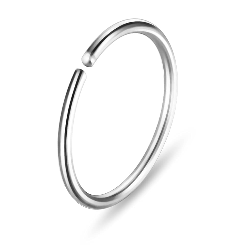AZARIO London 20 Gauge (0.8MM) - 8MM Diameter 316L Surgical Steel Seamless Continuous Hoop Nose Ring Piercing