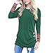 Womens Long Sleeve Blouse, Casual Patchwork Round Neck Tunic T-Shirt Tops Soft Sweatshirt