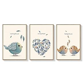 Framed for Living Room Bedroom Lovely Birds for x3 Panels