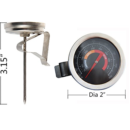 Dracarys 2" Grill Thermometer 150-900°F BBQ Grill Green Egg Temperature Gauge Waterproof Stainless Steel Cooking Thermometer Oven Wood Stove Accessories Tool Fits for BGE K Joe and Other Smoker