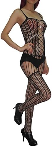 Womens Sexy Mesh Open Crotch Body Stocking Bodysuit Nightwear Lingerie one size Black