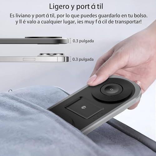 Cargador inalámbrico 3 en 1, estación de carga plegable para Magsafe para iPhone 17/Air/16/15/14/13/12 Serie, Apple Watch 11/10/9/8/7/SE 3/SE 2/SE/6/5/4/3/2/1/Ultra 3/Ultra 2/Ultra, AirPods pro/2/3/4