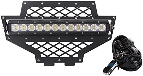 Quandingyi Raptor Conversion Replacement Grille for 2011-2013 Polaris RZR Front Mesh Grill with 1X 60W LED Work Light and 1X Wiring Harness, Black Stainless Steel …