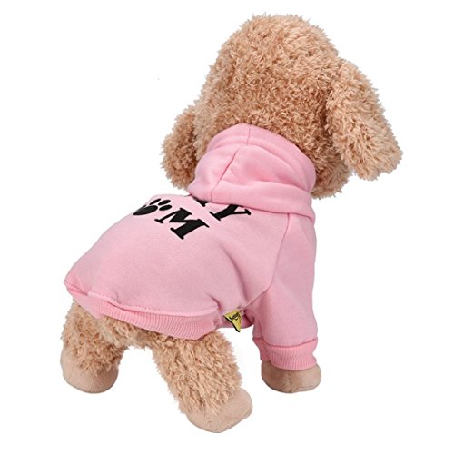 Howstar Pet Clothes, Puppy Hoodie Sweater Dog Coat Warm Sweatshirt Love My Mom Printed Shirt (XS, Pink)