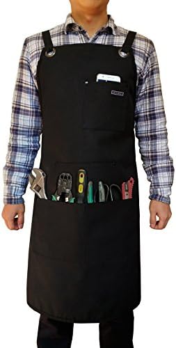Lesihui Work Apron - Heavy Duty Waxed Canvas(Black) - Tool Apron Utility Workshop Apron for Men And Women