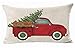 ASTIHN Merry Christmas Red Pickup Trucks Pine Christmas Tree Cotton Linen Throw Pillow Cover Cushion Case Home Office Decorative Rectangle 12 X 20 inches (L)