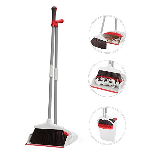 Dust Pan and Broom/Dustpan Cleans Broom Combo with 36" Long Handle For Home Kitchen Room Office Lobby Floor Use Upright Stand up Dustpan Broom Set