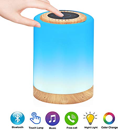 TAIPOW Lampe de Chevet LED Touch Portable avec Enceinte Bluetooth, Veilleuse Multicolore Disco Light Lecture de MP3 Support TF AUX-IN USB Rechargeable, Cadeau pour Adulte Ados Enfants Bébé