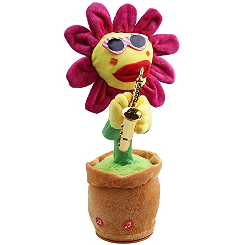 GESKS Singing Dancing Sunflower Soft Plush Flower Toy Musical Funny