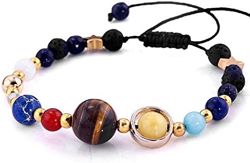 LJSLYJ Solar System Bracelet Guardian Star Universe Eight Planets Star Natural Stone Beads Bracelets Bangles for Women Men Gift