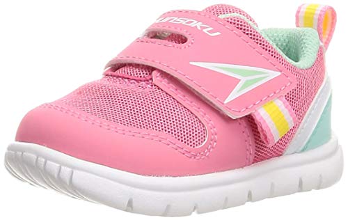 [シュンソク] ベビーシューズ 男の子 女の子 足育 幅広 軽量 12~15cm SJB 9520 1380 ピンク/ミント 12.0 cm