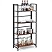 Giantex 4-Tier Folding Bookshelf Standing Shelf Units Display Rack Storage Shelf Industrial Style Utility Shelving with Metal Frame & Wood Layer (Rustic Brown, 23.5