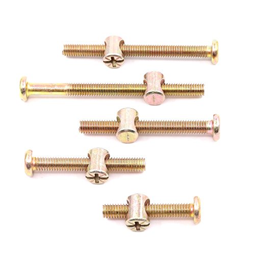 Hilitchi 100Pcs Baby Bed Crib Screws Bolts Nuts M6 Zinc Plated Hex