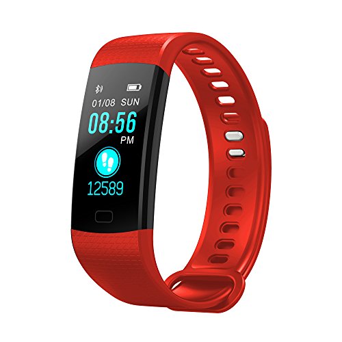 Anshinto Fitness Tracker, Activity Tracker Watch with Heart Rate Monitor, Smart Fitness with Calorie Counter Pedometer Watch for Android and iOS (Red)
