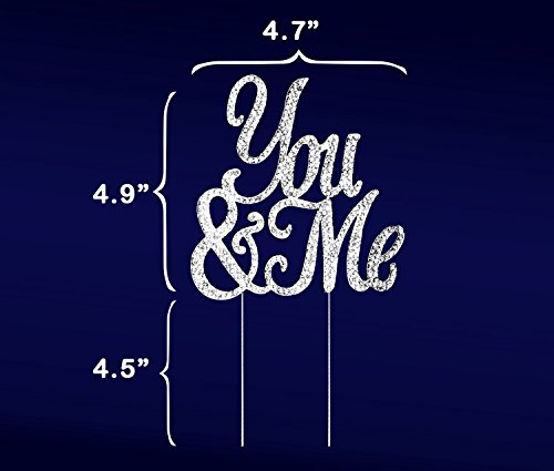 YOU&ME Romantic Crystal Silver Rhinestone Wedding, Anniversary or Vow Renewal Wedding Cake Topper Cake Decoration by FAJ - Thumbnail 2