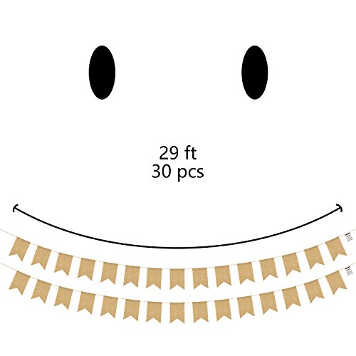 ThxToms 30Pcs Burlap Banner, DIY Decoration for Wedding, Baby Shower and Party, 29feet